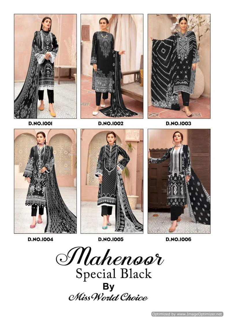 Miss World Mahenoor Black and White Cotton Wholesale Pakistani Suit Catalog — Wholesale Salwar Suits, Miss World wholesale from Surat — view 7